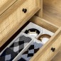 Cómoda con 4 Cajones Cajonera de Madera con Frontales de Ratán Estilo Cannage para Dormitorio 80x35x95 cm Natural