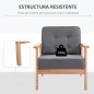 Butaca de Salón Moderna con Asiento Acolchado y Marco de Madera para Oficina Dormitorio 65x69x78 cm Gris
