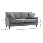 Sofá de 3 Plazas con Tachuelas Oro Envejecido Tapizado en Poliéster con 2 Cojines Decorativos 196x80,5x89 cm Gris