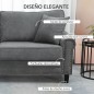 Sofá de 3 Plazas con Tachuelas Oro Envejecido Tapizado en Poliéster con 2 Cojines Decorativos 196x80,5x89 cm Gris