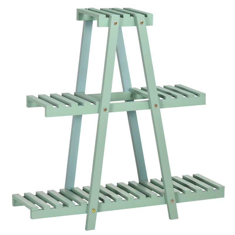 Soporte de Madera para Plantas de 3 Niveles Estantería Decorativa para Interiores Exteriores 76x26x76 cm Verde Soporte de Madera para Plantas de 3 Niveles Estantería Decorativa para Interiores Exteriores 76x26x76 cm Verde
