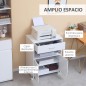 Armario para Impresora con Ruedas Cajón 2 Puertas y Estante para Salón Oficina Estudio 60x39x80 cm Blanco