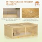 Jaula para Hámster de Madera con Techo Abatible Panel de Acrílico Bandeja Extraíble y Cabaña 100x58x38 cm Natural