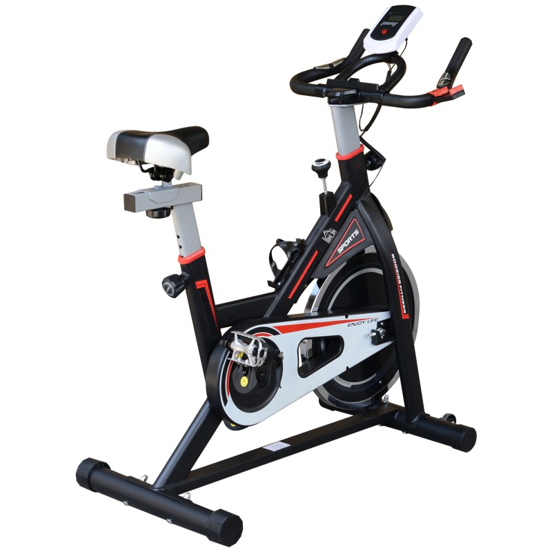 Bicicleta Estática con Volante de 8 kg Pantalla LCD Pulsómetro Sillín y Manillar Ajustables 103x48x115 cm Negro