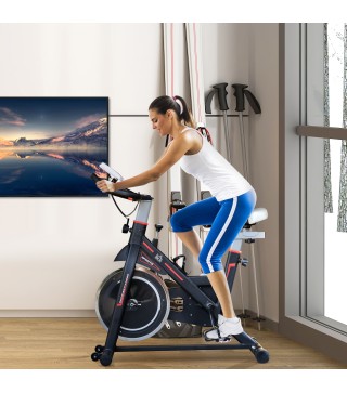 Bicicleta Estática con Volante de 8 kg Pantalla LCD Pulsómetro Sillín y Manillar Ajustables 103x48x115 cm Negro