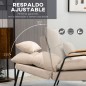 Sillón de Relax con Reposapiés Sillón Reclinable con Respaldo Ajustable Tapizado en Pana 68x91,5x88 cm Beige