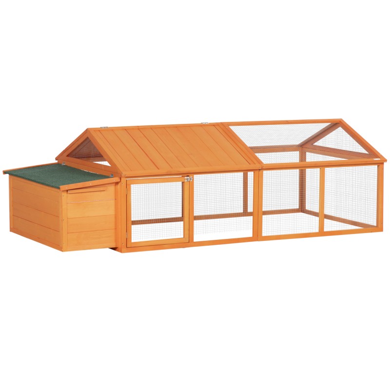 Gallinero de Madera Grande de Exterior para 4-8 Gallinas con Techo Abatible y Nido 240x112,5x76 cm Natural Gallinero de Madera Grande de Exterior para 4-8 Gallinas con Techo Abatible y Nido 240x112,5x76 cm Natural