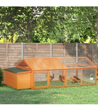 Gallinero de Madera Grande de Exterior para 4-8 Gallinas con Techo Abatible y Nido 240x112,5x76 cm Natural