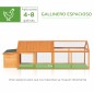 Gallinero de Madera Grande de Exterior para 4-8 Gallinas con Techo Abatible y Nido 240x112,5x76 cm Natural