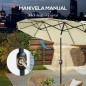 Sombrilla Doble de Jardín 295x152x222 cm con Inclinación de 45° y Manivela para Terraza Balcón Piscina Color Beige