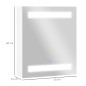 Armario de Baño con Espejo y Luz LED con 2 Estantes e Interruptor Táctil para Dormitorio Aseo 50x15x60 cm Blanco