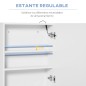 Armario de Baño con Espejo y Luz LED con 2 Estantes e Interruptor Táctil para Dormitorio Aseo 50x15x60 cm Blanco