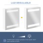 Armario de Baño con Espejo y Luz LED con 2 Estantes e Interruptor Táctil para Dormitorio Aseo 50x15x60 cm Blanco