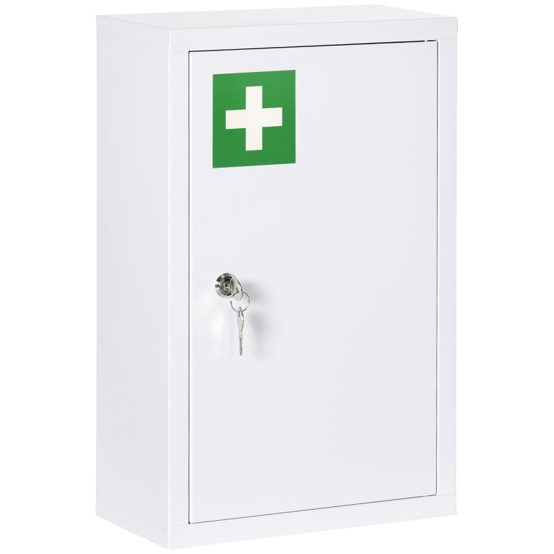 Botiquín de Pared Armario de Medicinas de Acero Armario con 3 Estantes y 2 Llaves para Baño 30x14x46 cm Blanco