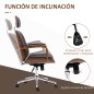 Silla de Oficina de Cuero PU Basculante con Reposacabezas Extraíble Altura Ajustable 63x62x110-120 cm Negro