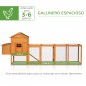 Gallinero de Madera Grande para 3-6 Gallinas con Techo Asfáltico Nido y Bandeja Extraíble 297,5x68x118 cm Natural