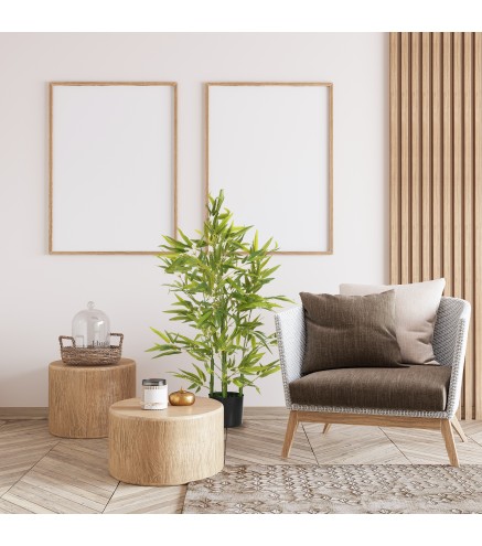 Bambú Artificial 90 cm con Maceta y Cañas Realistas Árbol Sintético Interior para Decoración de Hogar Ø15x90 cm Verde