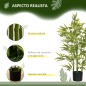 Bambú Artificial 90 cm con Maceta y Cañas Realistas Árbol Sintético Interior para Decoración de Hogar Ø15x90 cm Verde