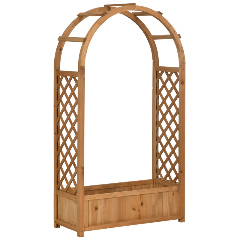 Jardinera con Arco Enrejado para Trepadoras Plantas Flores Decoración para Jardín Terraza 83x36x152 cm Natural