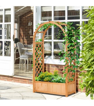 Jardinera con Arco Enrejado para Trepadoras Plantas Flores Decoración para Jardín Terraza 83x36x152 cm Natural