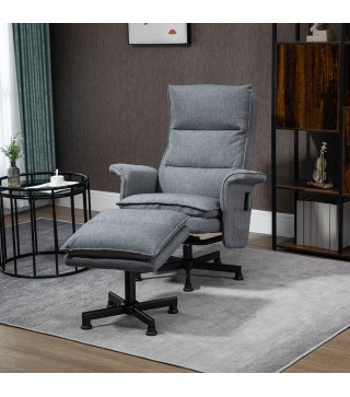 Sillón de Masaje Relax Eléctrico con Reposapiés con Mando a Distancia y 8 Zonas de Masaje 78x93x99 cm Gris