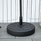 Base de Sombrilla de PE Redonda para Postes de 38mm/48mm Rellenable de Arena 35 kg y Agua 25L Ø56x30,5 cm Negro