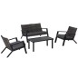 Conjunto de Muebles de Exterior con Sofá de 2 Plazas Sillones y Mesa de Centro para Terraza Patio Negro