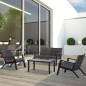 Conjunto de Muebles de Exterior con Sofá de 2 Plazas Sillones y Mesa de Centro para Terraza Patio Negro
