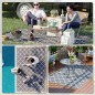 Alfombra Exterior Reversible 182x274 cm de Plástico Impermeable para Terraza Patio Camping Playa Gris y Blanco