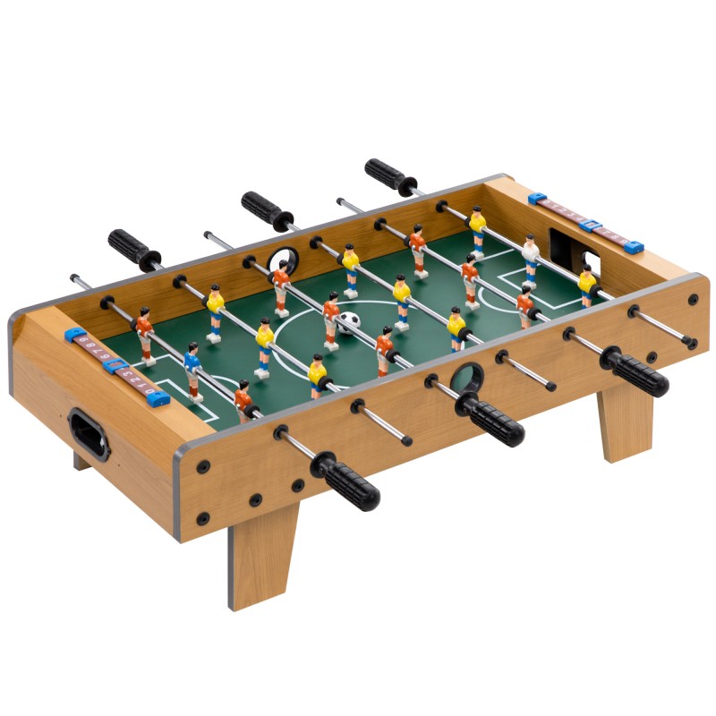 Futbolín de Mesa de Madera con 6 Varillas 2 Marcadores de Puntos y 18 Jugadores para +6 Años 69x36,5x22cm Natural
