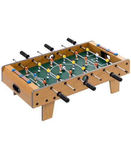 Futbolín de Mesa de Madera con 6 Varillas 2 Marcadores de Puntos y 18 Jugadores para +6 Años 69x36,5x22cm Natural