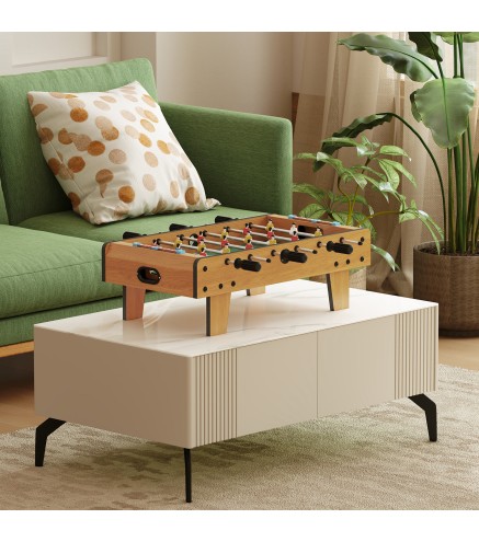 Futbolín de Mesa de Madera con 6 Varillas 2 Marcadores de Puntos y 18 Jugadores para +6 Años 69x36,5x22cm Natural