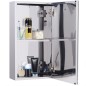 Armario de Baño con Espejo Armario de Pared con Puerta 2 Estantes y Marco de Acero Inoxidable 30x14x55 cm Plata