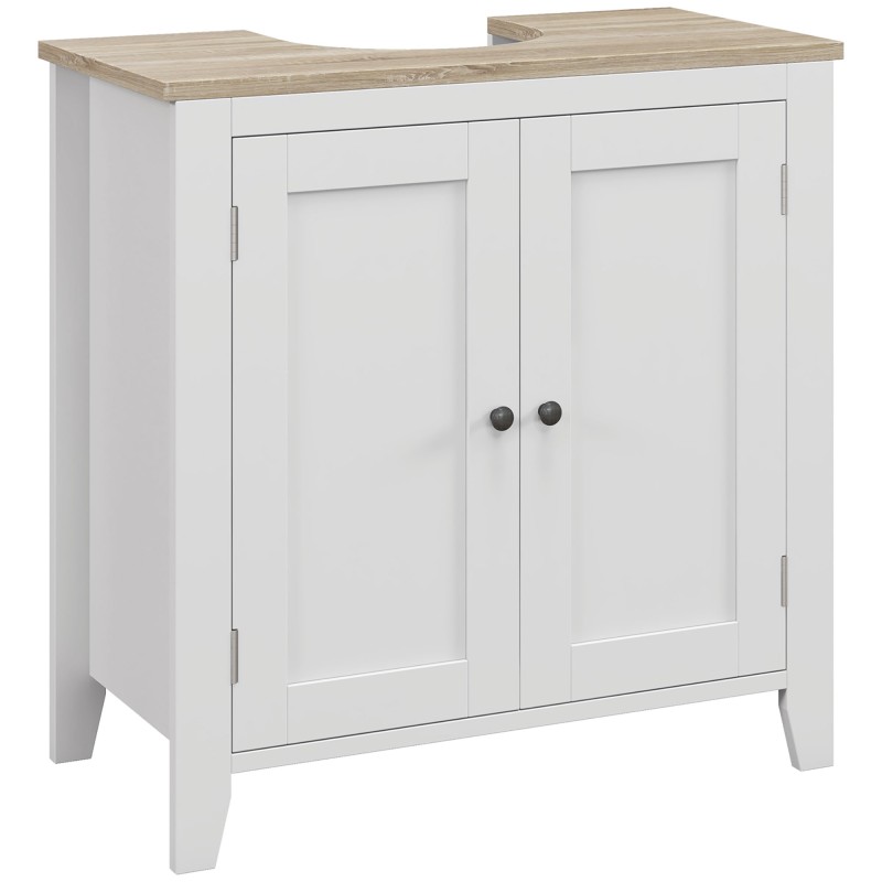 Mueble para Debajo del Lavabo Armario Bajo con 2 Puertas y Estante Ajustable Estilo Moderno 60x30x60 cm Blanco