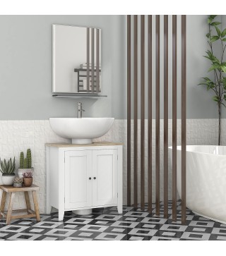 Mueble para Debajo del Lavabo Armario Bajo con 2 Puertas y Estante Ajustable Estilo Moderno 60x30x60 cm Blanco