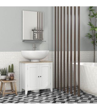 Mueble para Debajo del Lavabo Armario Bajo con 2 Puertas y Estante Ajustable Estilo Moderno 60x30x60 cm Blanco