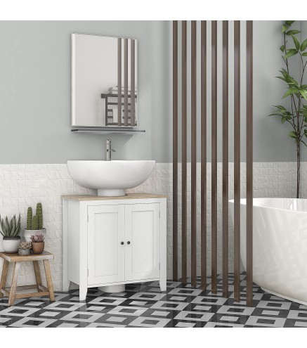 Mueble para Debajo del Lavabo Armario Bajo con 2 Puertas y Estante Ajustable Estilo Moderno 60x30x60 cm Blanco