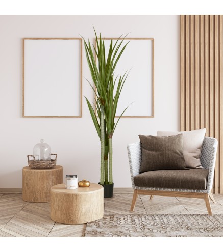 Yuca Artificial 190cm Planta Artificial con 39 Hojas Decoración para Hogar Salón Oficina Jardín Ø17x190 cm Verde