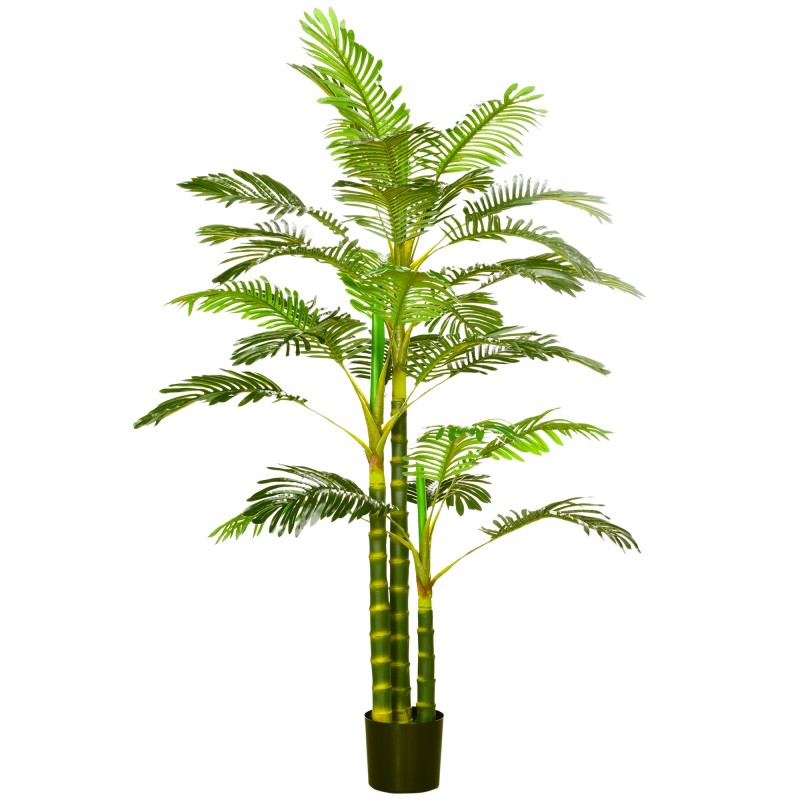 Palmera Areca Artificial 190cm Árbol Artificial con 30 Hojas Decoración de Interior y Exterior Ø19,5x190 cm Verde