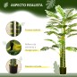 Palmera Areca Artificial 190cm Árbol Artificial con 30 Hojas Decoración de Interior y Exterior Ø19,5x190 cm Verde