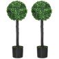 Set de 2 Arbustos Artificiales Decorativos 60cm Boj Sintético para Decoración Interior y Exterior Ø20x60 cm Verde Set de 2 Arbustos Artificiales Decorativos 60cm Boj Sintético para Decoración Interior y Exterior Ø20x60 cm Verde