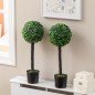 Set de 2 Arbustos Artificiales Decorativos 60cm Boj Sintético para Decoración Interior y Exterior Ø20x60 cm Verde Set de 2 Arbustos Artificiales Decorativos 60cm Boj Sintético para Decoración Interior y Exterior Ø20x60 cm Verde