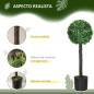 Set de 2 Arbustos Artificiales Decorativos 60cm Boj Sintético para Decoración Interior y Exterior Ø20x60 cm Verde