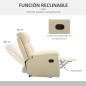 Sillón Relax Reclinable hasta 150° Tapizado en PU Butaca de Salón con Reposapiés Retráctil Respaldo Alto Resposabrazos para Dorm