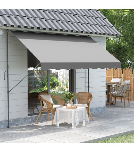 Toldo Manual Retráctil 300x175x210-310 cm Ajustable con Manivela Protección Solar UV40+ para Balcón Terraza Gris