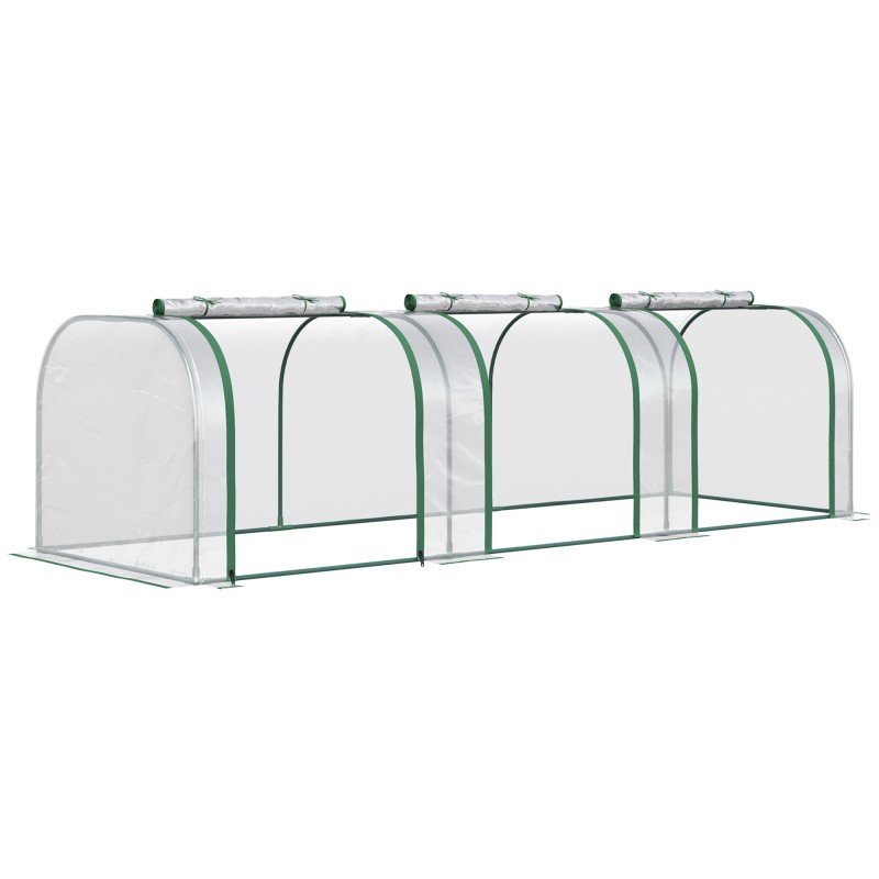 Invernadero de Jardín 295x100x80 cm para Cultivo de Plantas Tipo Túnel Marco Acero y Plástico Transparente Invernadero de Jardín 295x100x80 cm para Cultivo de Plantas Tipo Túnel Marco Acero y Plástico Transparente