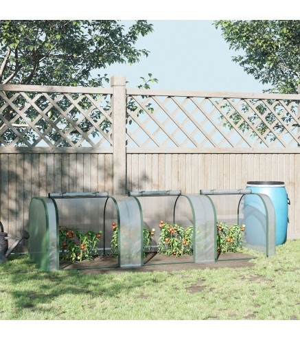 Invernadero de Jardín 295x100x80 cm para Cultivo de Plantas Tipo Túnel Marco Acero y Plástico Transparente