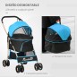 Carrito para Perros Pequeños 3 en 1 con Vagón Desmontable Cesta de Almacenaje Correas de Seguridad y Cojín Azul
