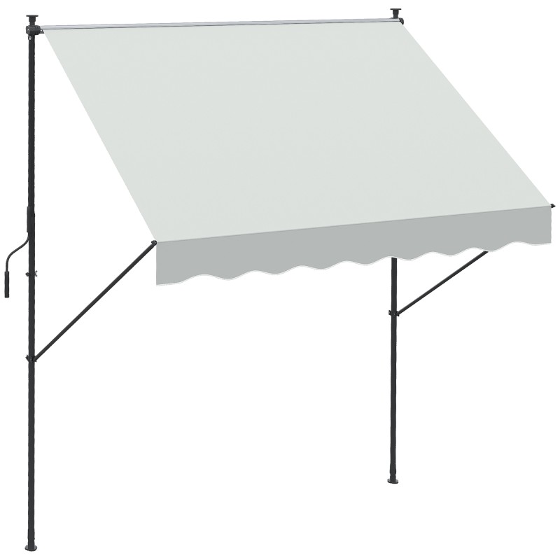 Toldo Manual Retráctil 200x175x210-310 cm Ajustable con Manivela Protección Solar UV40+ para Balcón Terraza Crema