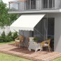 Toldo Manual Retráctil 200x175x210-310 cm Ajustable con Manivela Protección Solar UV40+ para Balcón Terraza Crema